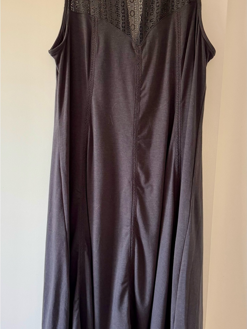torrid Gray Asymmetrical Dress with Lace Yoke